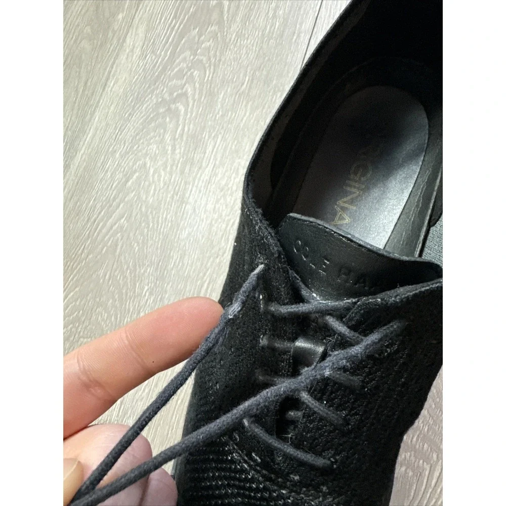 COLE HAAN 11 M Shoes Original‎ Grand Stitchlite Black Wingtip Oxfords Dress Knit